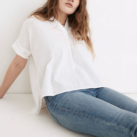 Madewell‎ Womens White Responsible Lakeline Popover Shirt Size Small - Picture 8 of 10